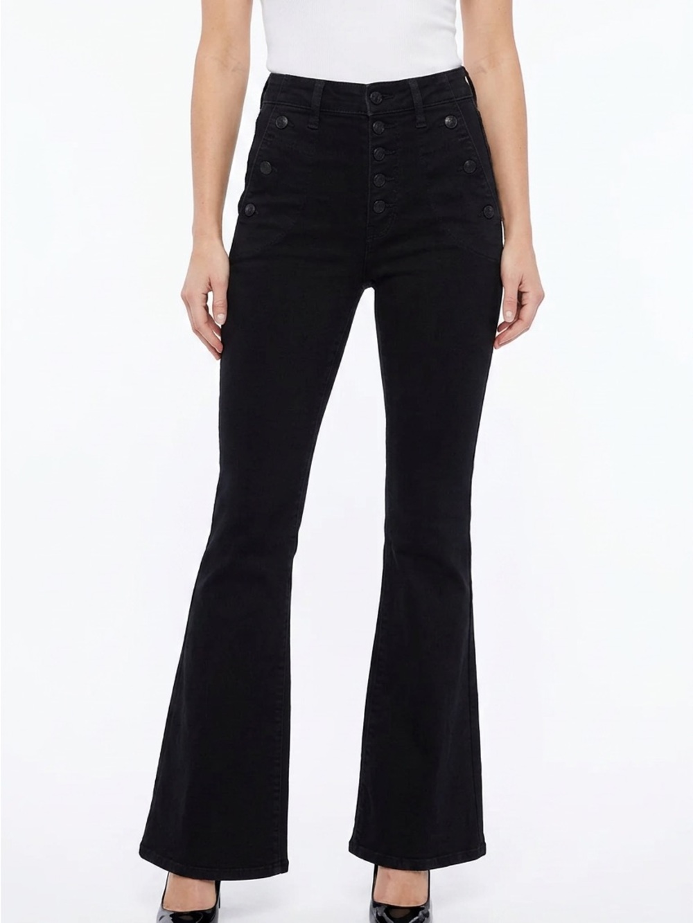 👖|•7 FOR ALL MANKIND•| Very Flare High Rise Black Button Fly Jeans Size 27 Long